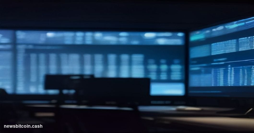 A cinematic photorealistic editorial photograph set inside a darkened server operations center with deep blue and amber light