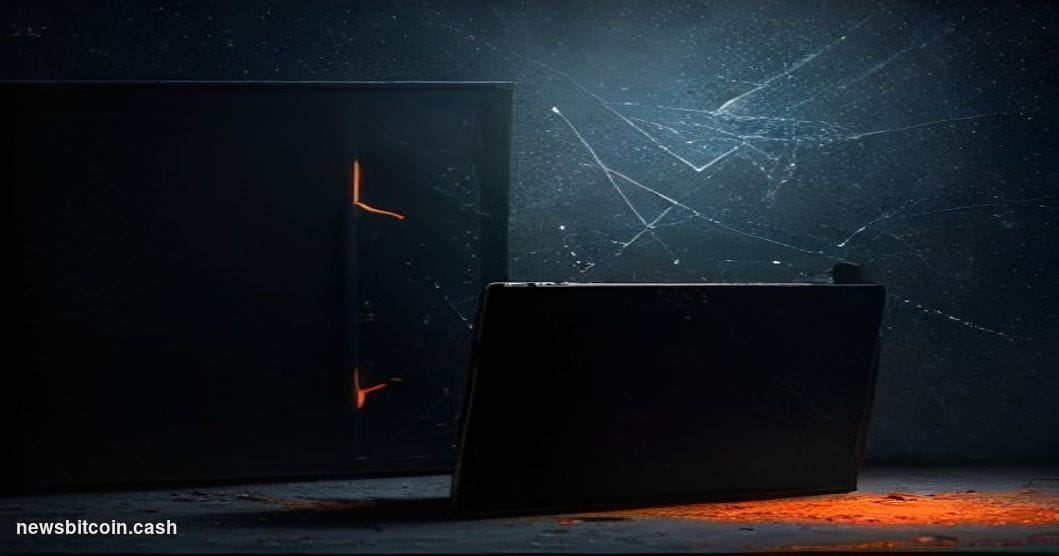 Cinematic photorealistic editorial photograph of a Coldcard hardware wallet device — the distinctive orange and black hardwar