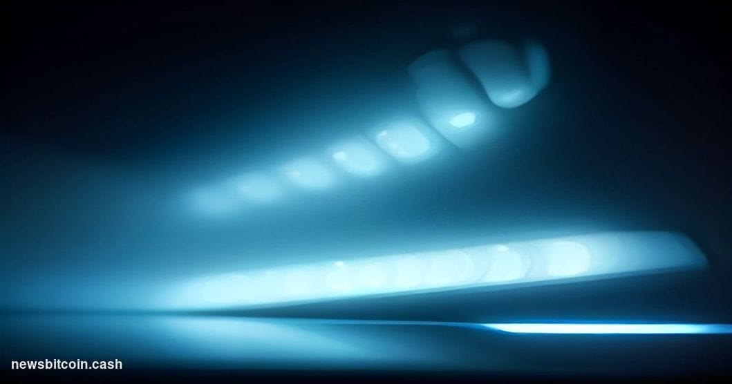 Cinematic photorealistic editorial photograph, dramatic underlighting from a smartphone screen casting cold blue light upward
