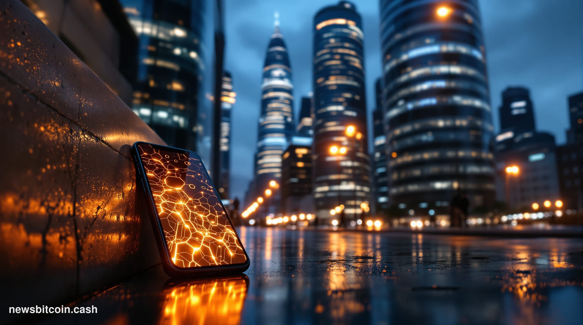 Cinematic photorealistic editorial photograph of the City of London financial district at dusk, with the iconic Gherkin and L