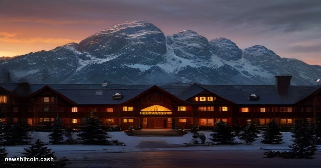 Cinematic photorealistic editorial photograph shot at golden hour, depicting the iconic Jackson Lake Lodge in Jackson Hole, W