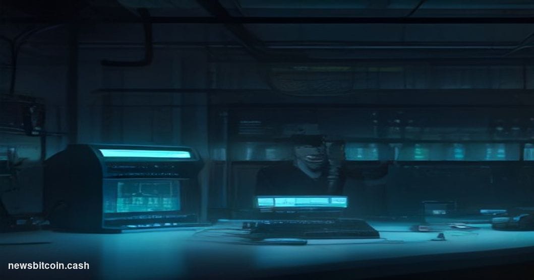 A dramatic split-triptych editorial photograph rendered as a single cinematic scene: in the foreground, a glowing quantum com