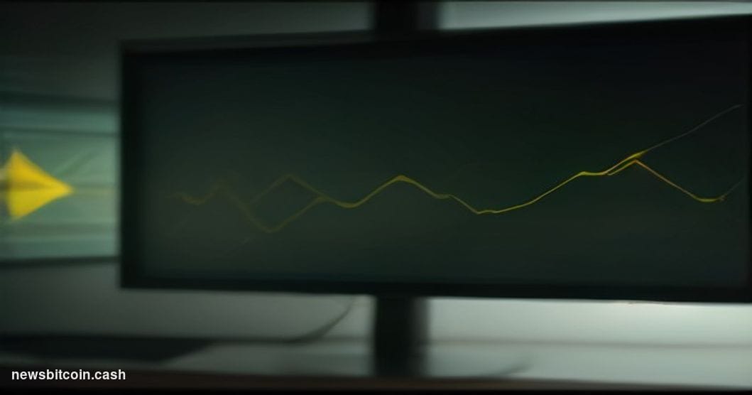 Cinematic photorealistic editorial photograph of a large trading screen mounted in a dimly lit institutional trading room, di