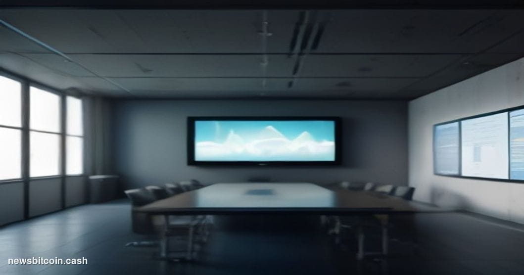 Cinematic photorealistic editorial photograph of a sleek institutional financial trading floor interior, dramatically lit wit