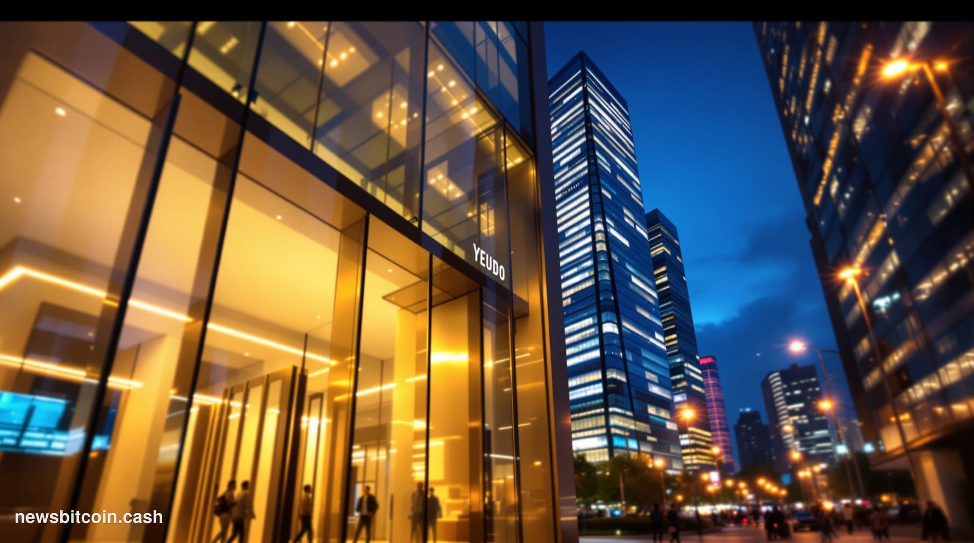 Cinematic photorealistic editorial photograph of Seoul's Yeouido financial district skyline at dusk, the famous IFC Seoul tow