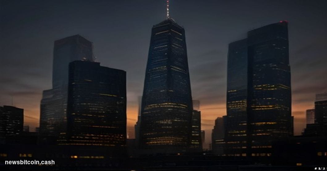Cinematic photorealistic editorial photograph of BlackRock's iconic Midtown Manhattan headquarters at 50 Hudson Yards, captur