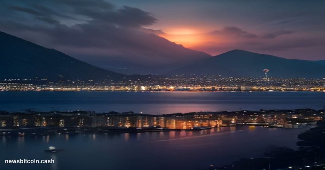 Cinematic photorealistic editorial photograph of Lugano, Switzerland at dusk, with the city's lakefront promenade in sharp fo