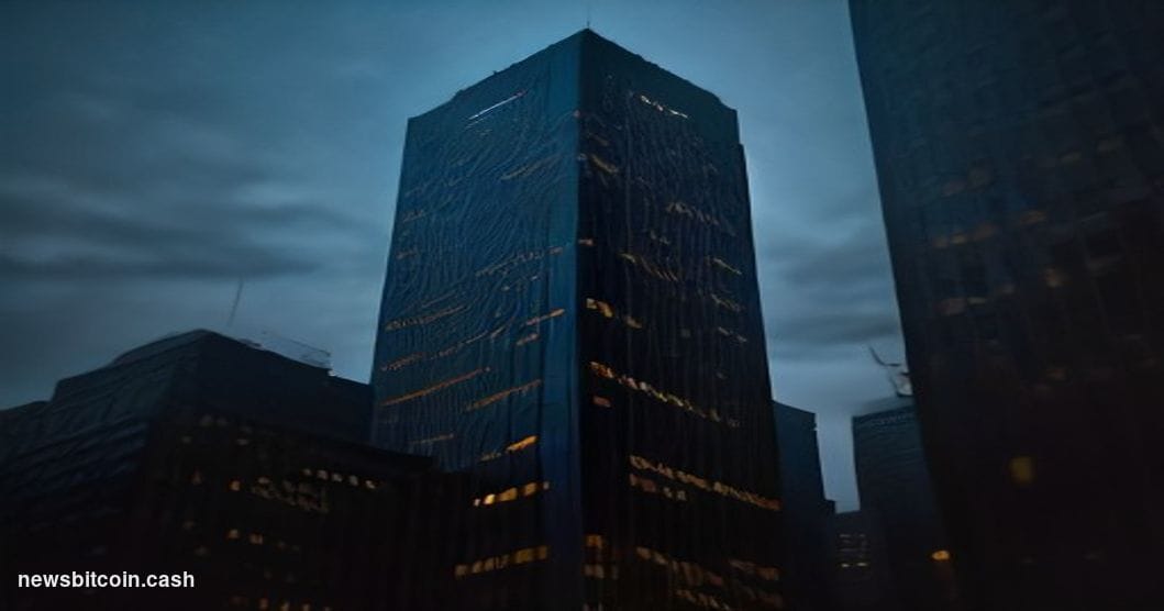Cinematic photorealistic editorial photograph of JPMorgan Chase's iconic Manhattan headquarters at 383 Madison Avenue, shot f