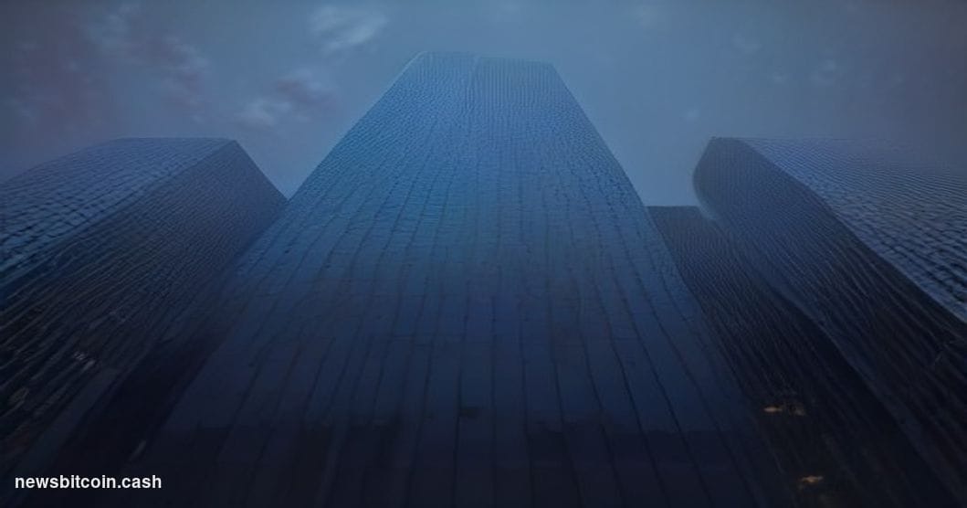 Cinematic photorealistic editorial photograph of the Bank of Japan district in Tokyo's Nihonbashi financial quarter at dusk, 