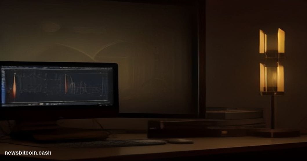 Cinematic photorealistic editorial photograph of three illuminated trading screens in a dimly lit professional trading desk e