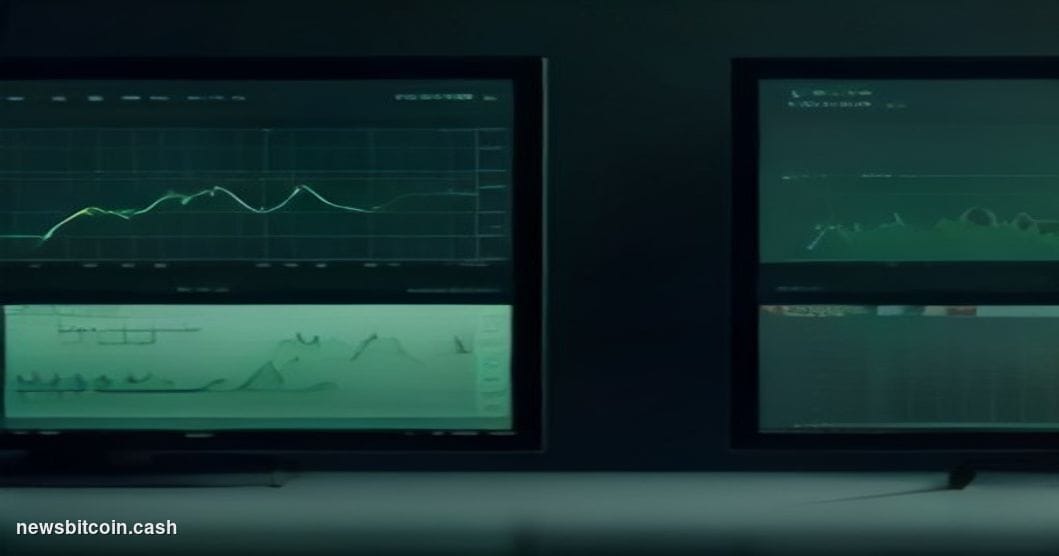 Cinematic photorealistic editorial photograph of a dramatic split-screen financial tableau: on one side, a glowing trading te