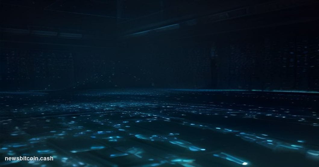 A cinematic photorealistic editorial photograph set in a dark, moody server room environment with selective cold blue lightin