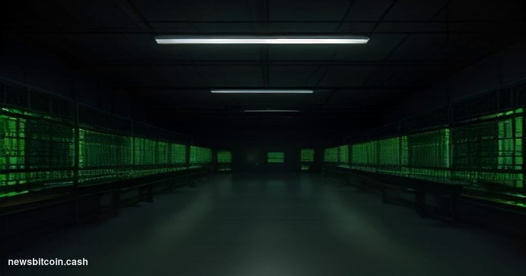 Cinematic photorealistic editorial photograph of a sleek, dimly lit server infrastructure room with rows of glowing rack-moun