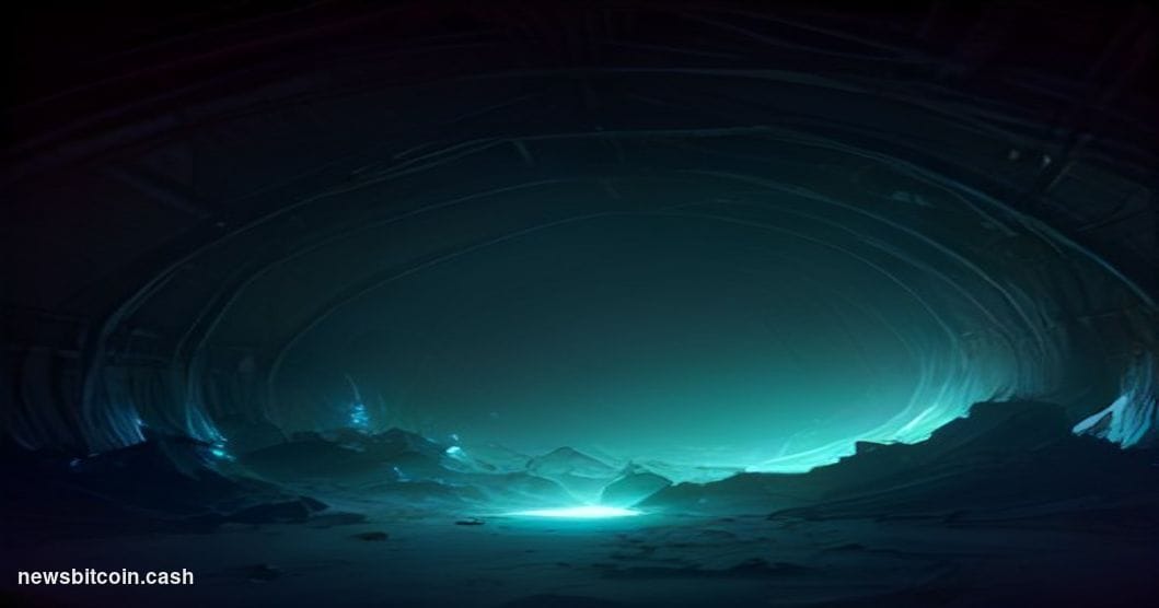 Cinematic photorealistic editorial photograph of a cracked digital bridge structure rendered as a physical glowing neon-lit o