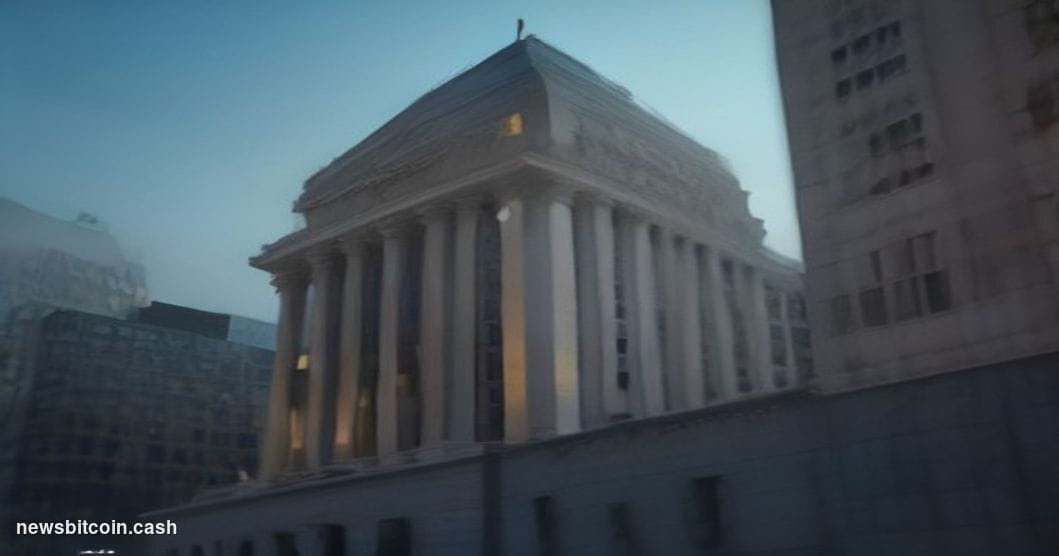 A cinematic photorealistic editorial photograph of the U.S. Securities and Exchange Commission headquarters in Washington D.C