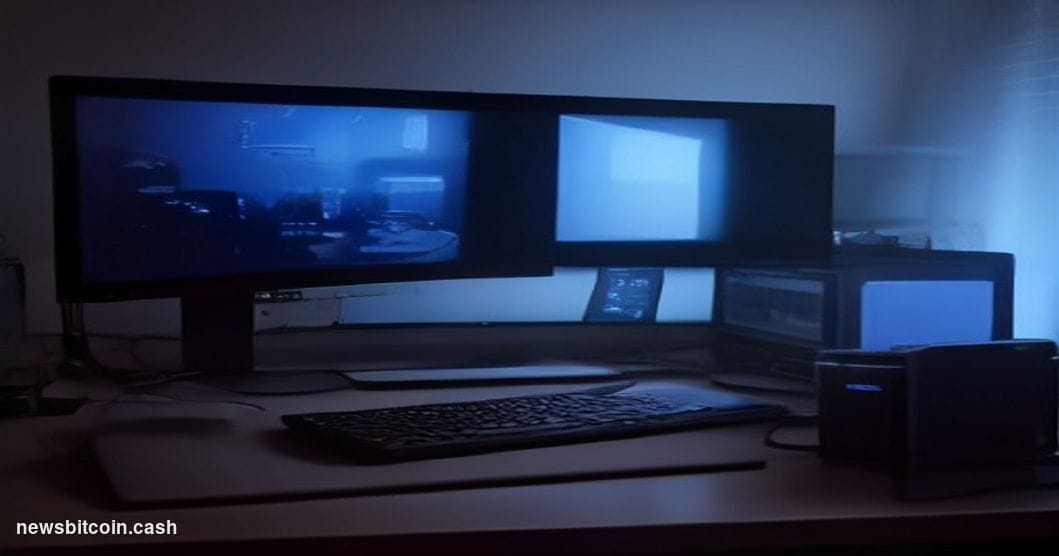 A cinematic photorealistic editorial photograph of a sleek hardware and software wallet interface glowing on a dark mahogany 