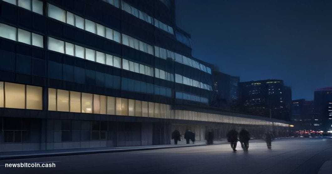 Cinematic photorealistic editorial photograph of the Korea Exchange (KRX) building in Yeouido, Seoul's financial district, sh