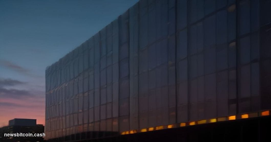 Cinematic photorealistic editorial photograph of the Strategy (formerly MicroStrategy) corporate headquarters building in Tys
