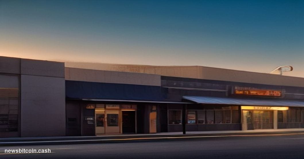 Cinematic photorealistic editorial photograph of a Walmart store exterior photographed in the golden hour, circa-1970s archit