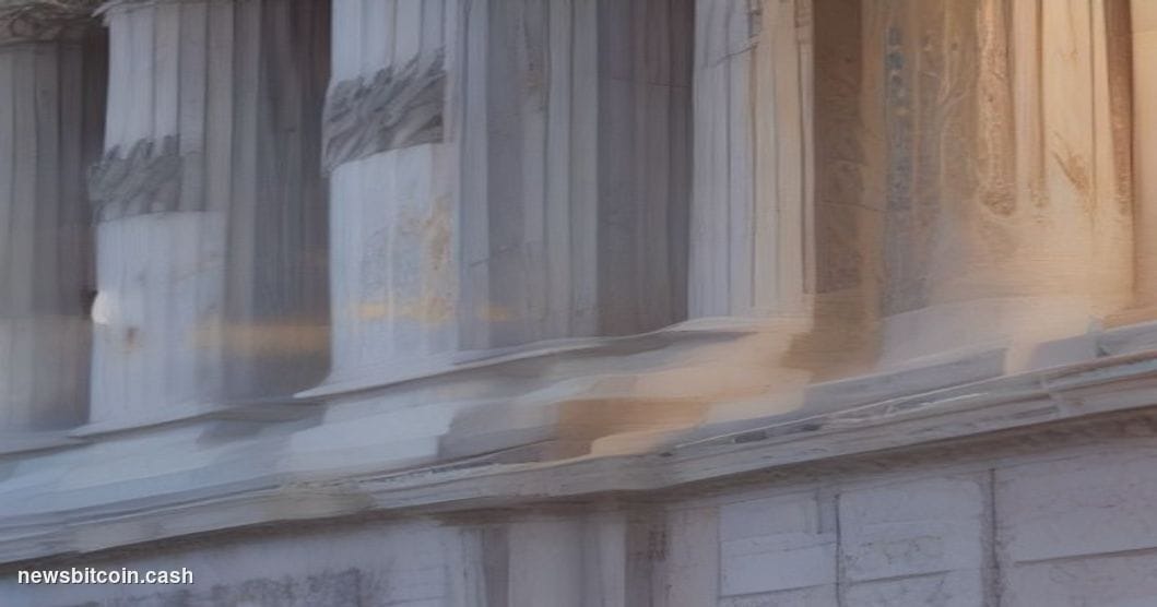 Cinematic photorealistic editorial photograph of the facade of the Office of the Comptroller of the Currency headquarters in 