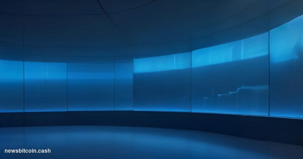 Cinematic photorealistic editorial photograph of a sleek institutional financial trading floor at dusk, shot from a low-angle