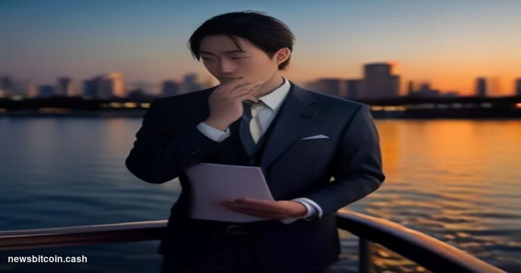 Cinematic photorealistic editorial photograph of the Tokyo skyline at dusk viewed from across the Sumida River, with the Toky