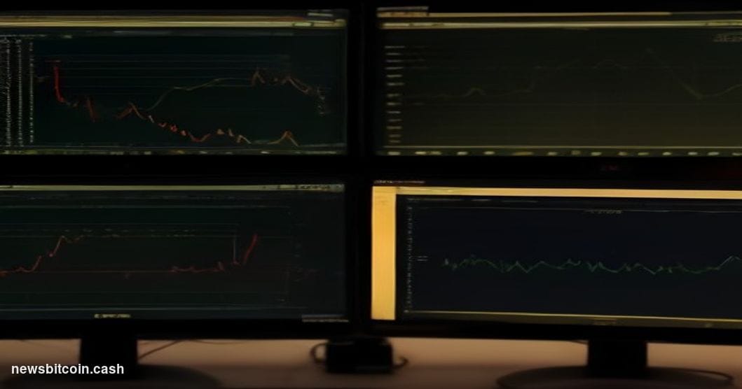 Cinematic photorealistic editorial photograph of a sleek trading terminal interface glowing with warm amber and gold tones in