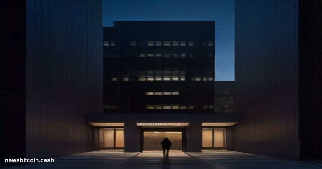 Cinematic photorealistic editorial photograph of a sleek corporate headquarters building in San Jose, California, shot at dus