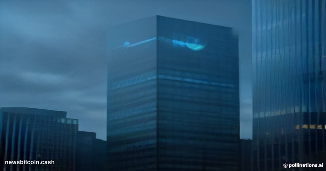 Cinematic photorealistic editorial photograph of the Barclays corporate headquarters on Churchill Place, Canary Wharf, London