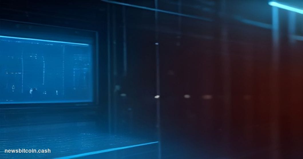 A cinematic photorealistic editorial photograph shot from a low angle looking up at a towering digital trading floor display 