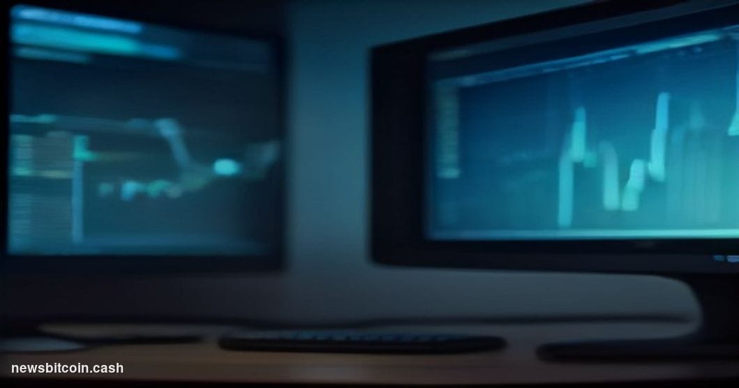 Cinematic photorealistic editorial photograph of a Bitcoin-themed trading floor environment bathed in cool blue ambient light