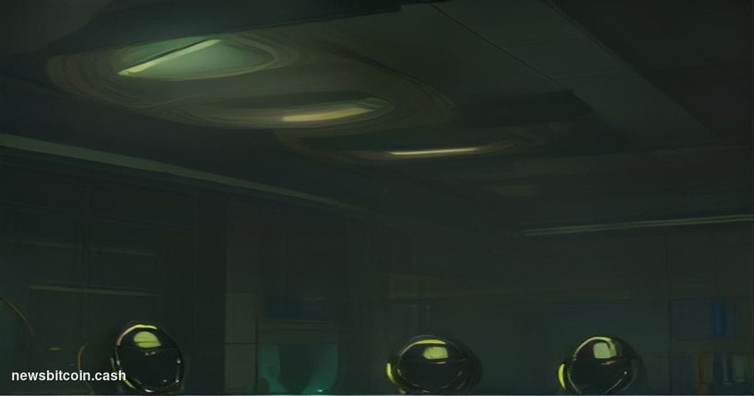 Cinematic photorealistic editorial photograph of three oversized illuminated coin tokens arranged on a dark trading floor env