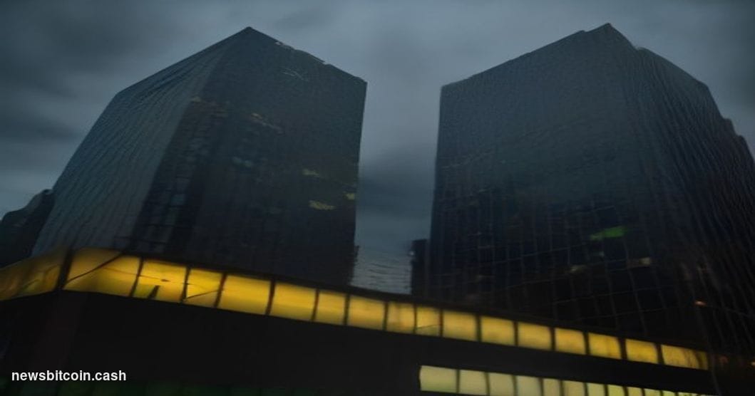 Cinematic photorealistic editorial photograph of a grand modernist Brazilian bank headquarters in São Paulo's financial distr