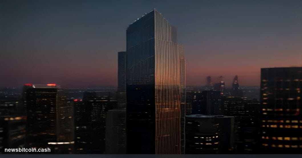 A cinematic photorealistic editorial photograph set in Miami's Brickell financial district at dusk, with warm golden hour lig