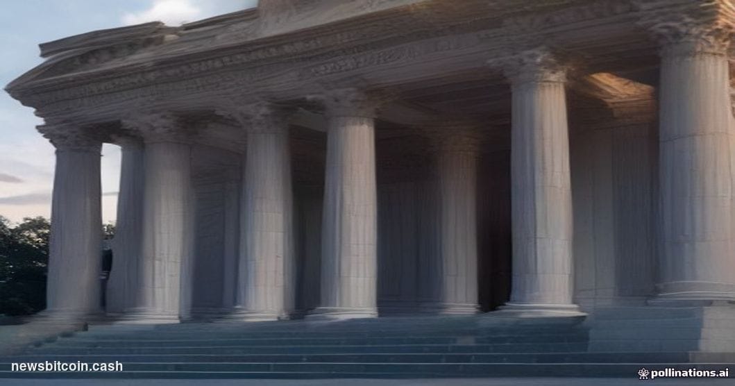 Cinematic photorealistic editorial photograph of the exterior of the CFTC headquarters building in Washington D.C., shot at d