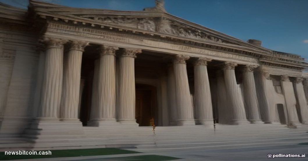 A cinematic photorealistic editorial photograph of the exterior of the Commodity Futures Trading Commission headquarters buil