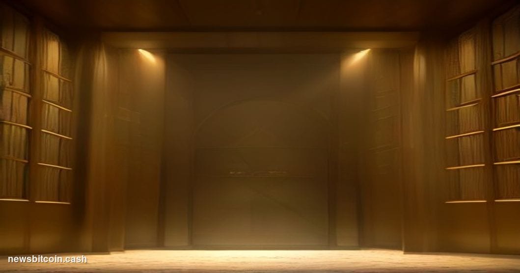 Cinematic photorealistic editorial photograph of gleaming gold bars stacked in a dramatic pyramid formation inside a high-sec