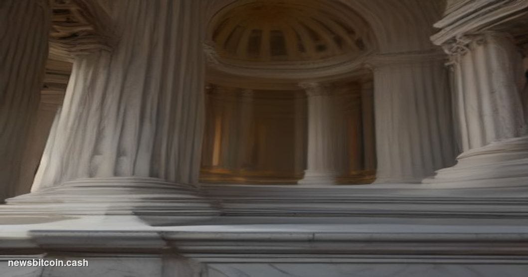 A cinematic photorealistic editorial photograph of the United States Capitol building at dusk, shot from a low angle looking 