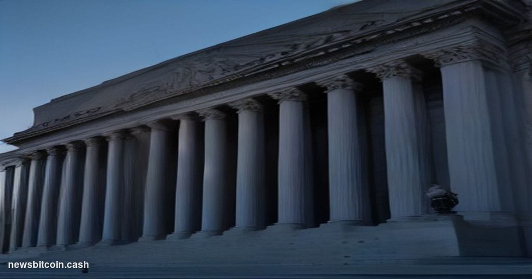 Cinematic photorealistic editorial photograph of the U.S. Department of Justice headquarters building in Washington D.C., sho
