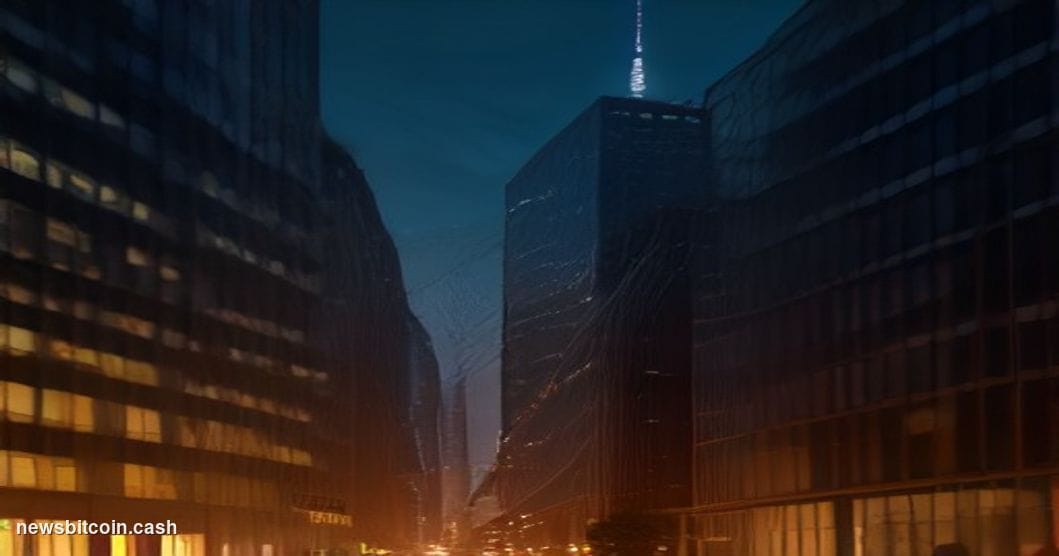 Cinematic photorealistic editorial photograph of the DTCC headquarters building in lower Manhattan, New York City, shot at du