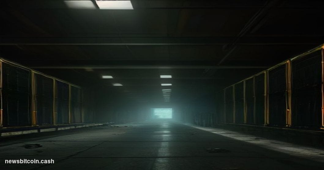 A cinematic photorealistic editorial photograph of a dimly lit server room being decommissioned, with rows of dark, powered-d
