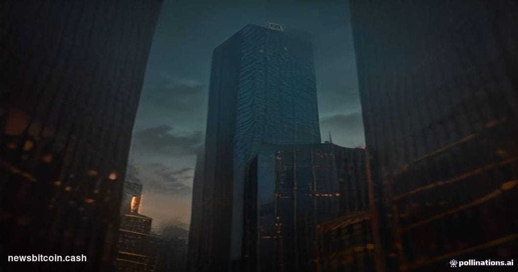 Cinematic photorealistic editorial photograph of Hong Kong's Central financial district at dusk, shot from a low angle lookin