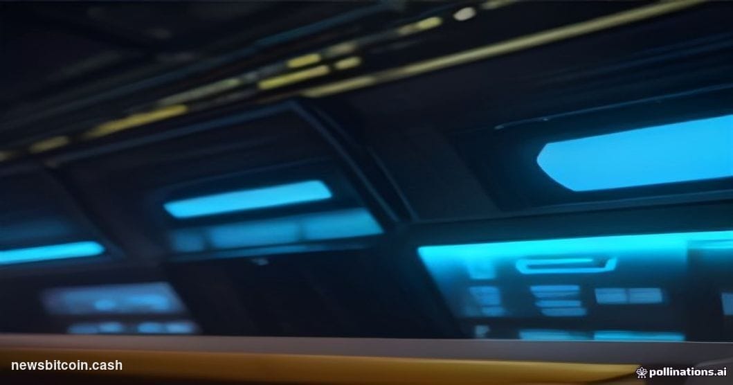 A cinematic photorealistic editorial photograph of a sleek, futuristic trading terminal glowing with deep electric blue and a