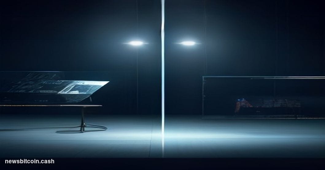 A cinematic photorealistic editorial photograph of a high-contrast split scene: on the left, a political campaign podium with