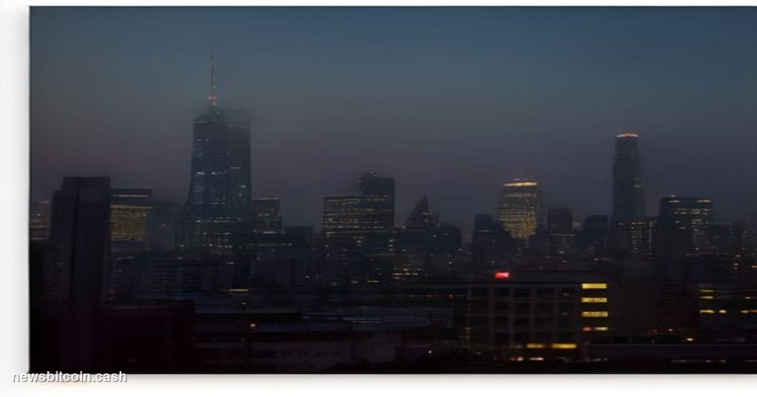 Cinematic photorealistic editorial photograph of the Seoul financial district skyline at dusk, with the iconic glass towers o