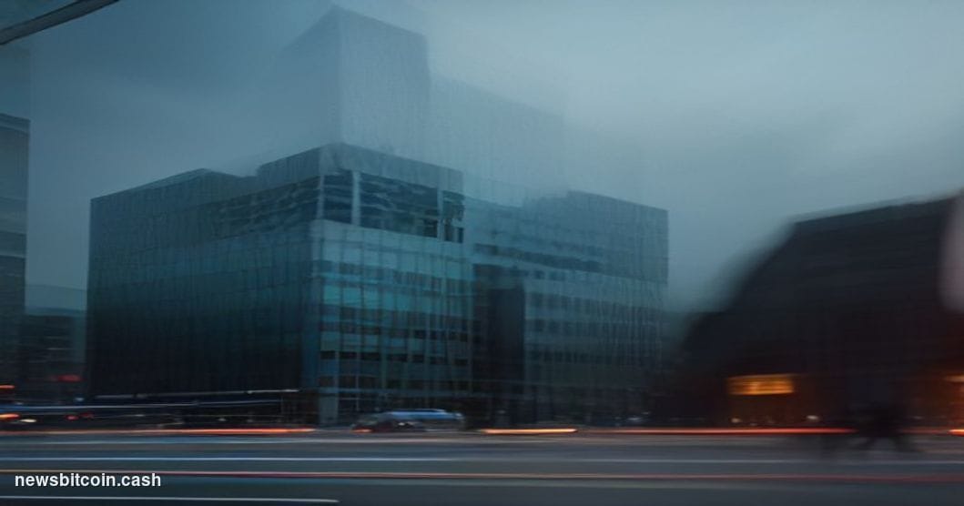 Cinematic photorealistic editorial photograph of the Korean Exchange (KRX) building in Yeouido, Seoul's financial district, s
