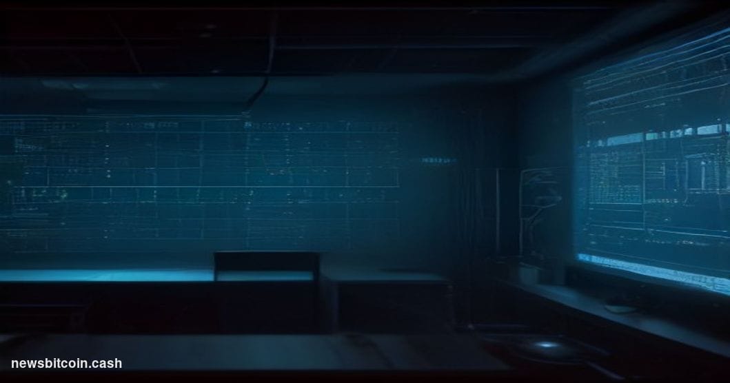 Cinematic photorealistic editorial photograph of a dramatic server infrastructure environment rendered in near-darkness, with