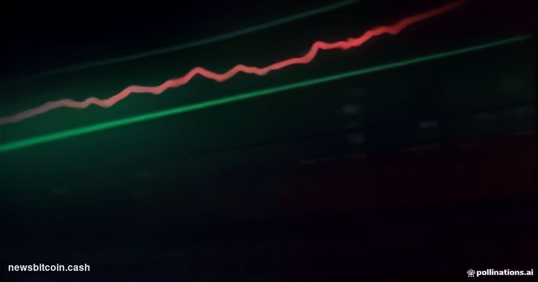 A cinematic photorealistic editorial photograph of a dramatic financial trading floor at night, with glowing screens displayi