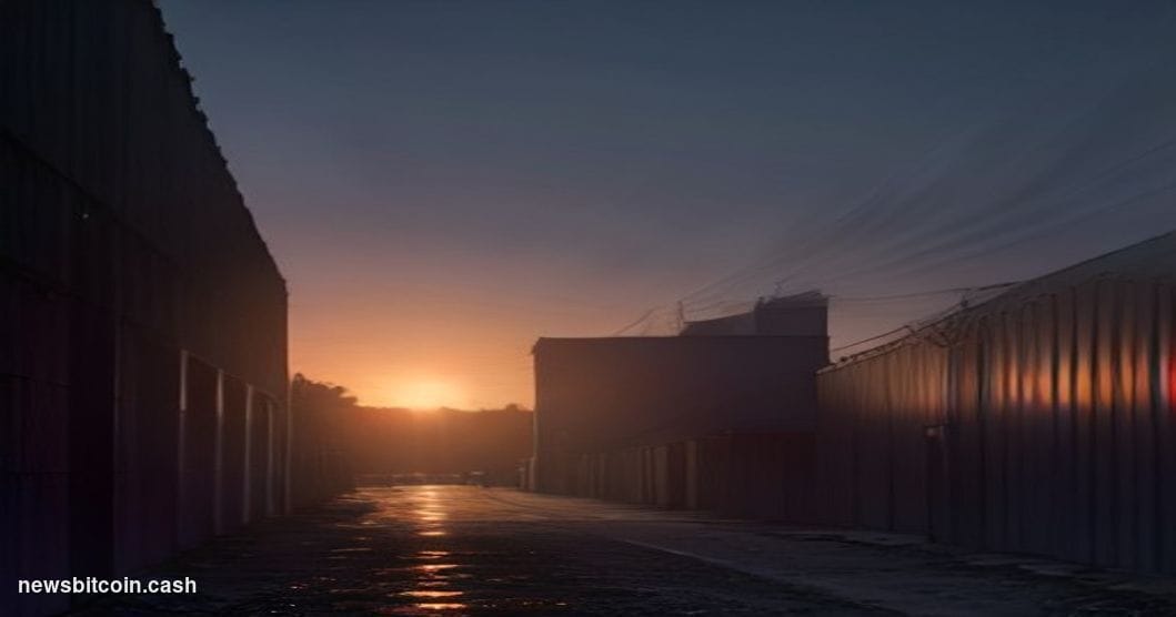 Cinematic photorealistic editorial photograph of a remote Mexican industrial facility near a large concrete dam at dusk, with