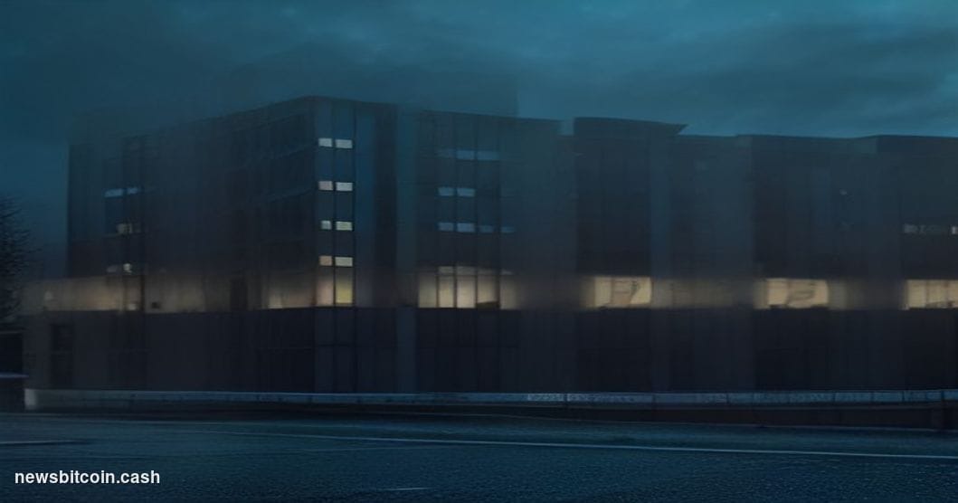 Cinematic photorealistic editorial photograph of the exterior of the UK National Crime Agency headquarters in London, shot at